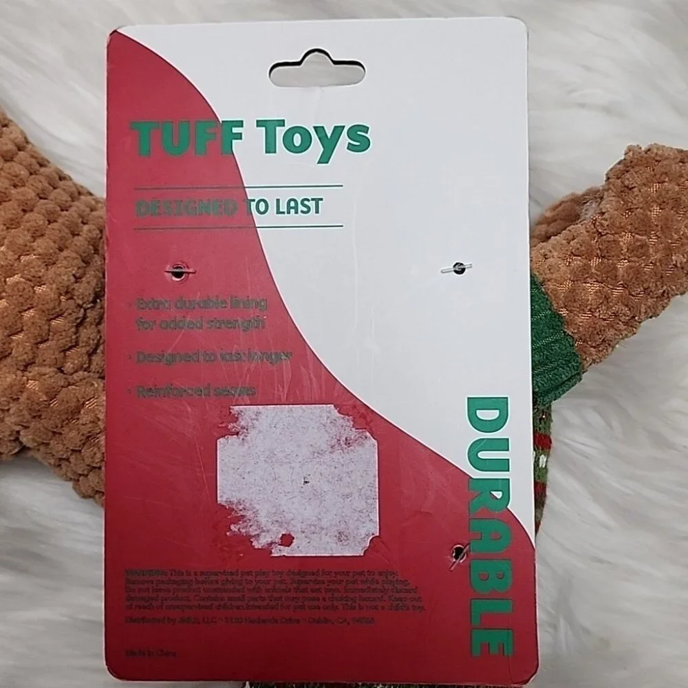 Christmas Plush Squeeker Dog Toy Brown Dog With Red & Green Sweater & Beanie New